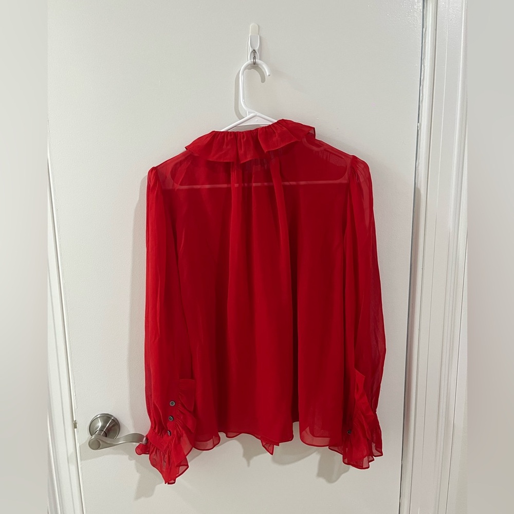 FRAME
Ruffled Silk Button-Front Blouse - Picture 7 of 7
